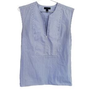 J Crew blue white striped cotton tank blouse, exposed zipper Size 00